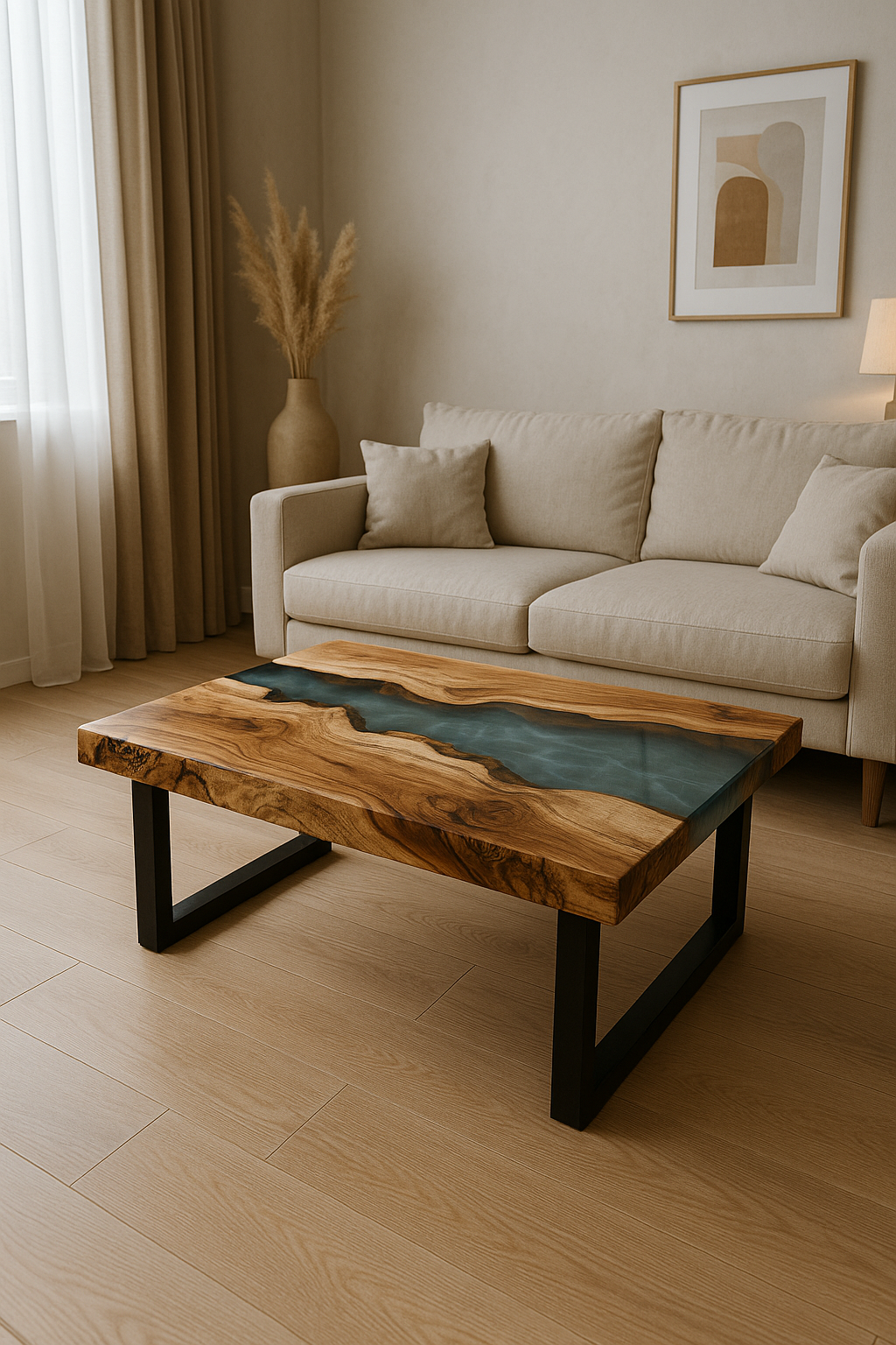 Mesa de centro artesanal madera y resina / Handmade coffee table wood and resin